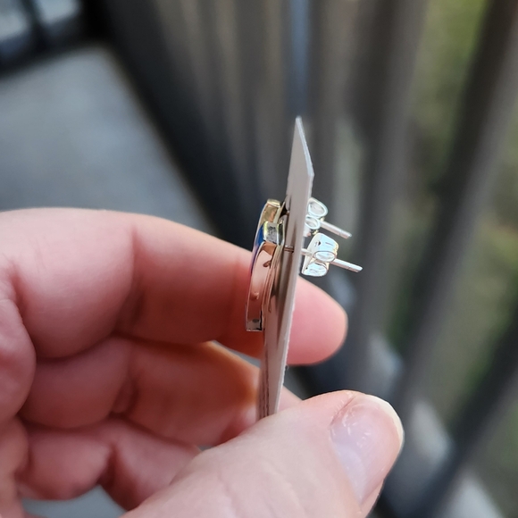 Indian Navajo Handmade Norvin Johnson Sterling Silver 925 Opal Inlay Earrings - Picture 4 of 7